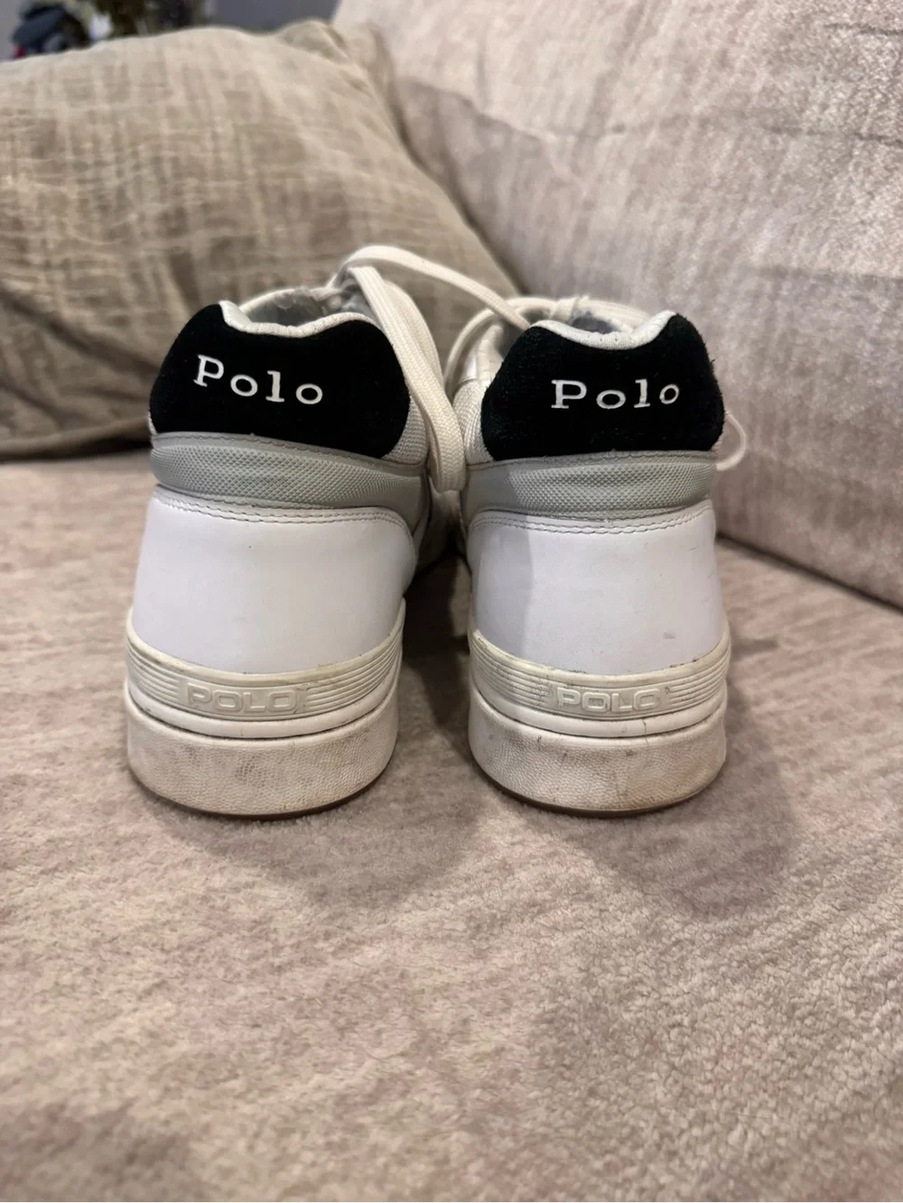 Polo by Ralph Lauren White Court Mid Pro Sneakers with Black Side Stripe
